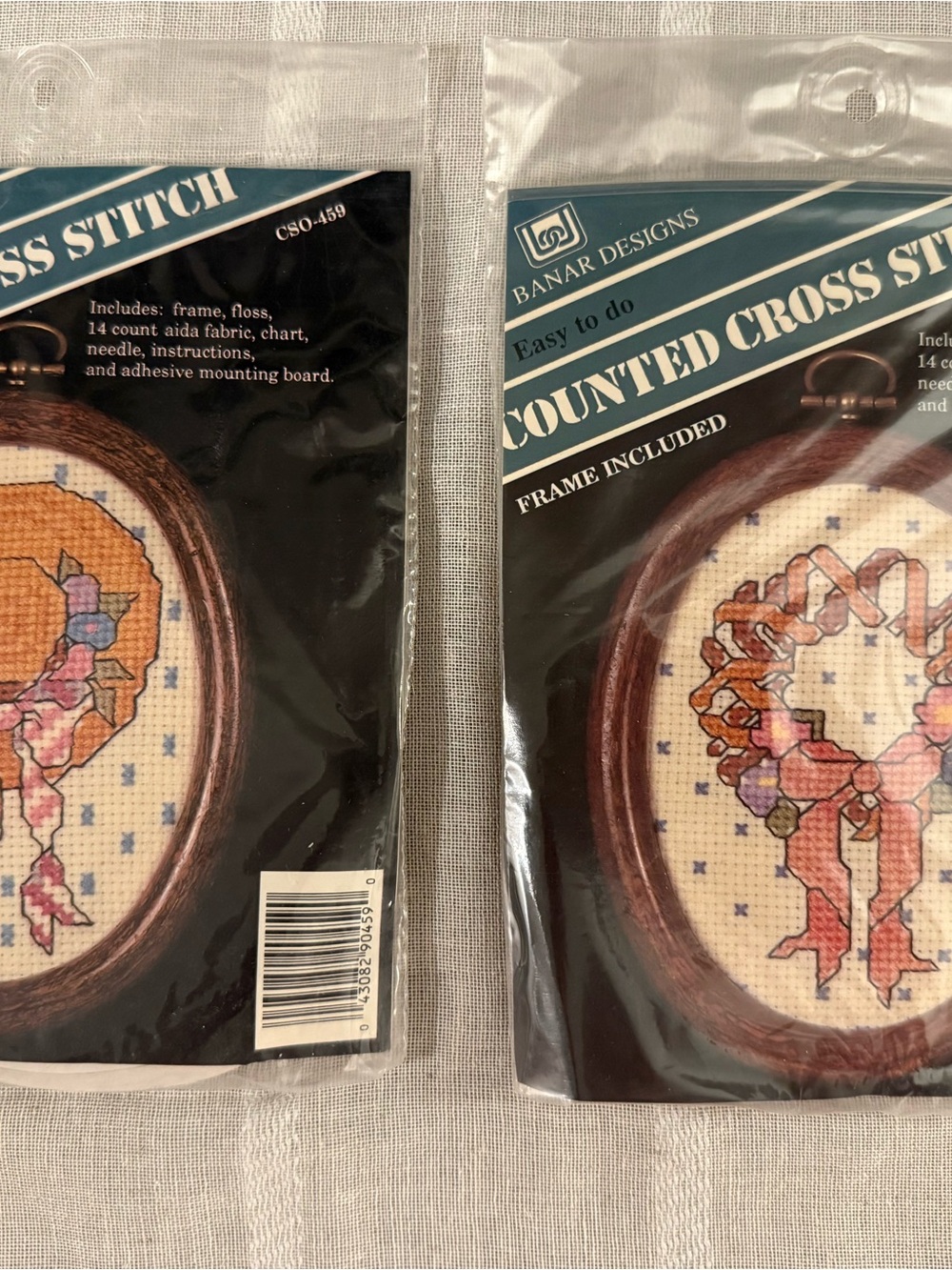 Vintage Counted Cross Stitch Kit — Pink Hat and Orange Wreath